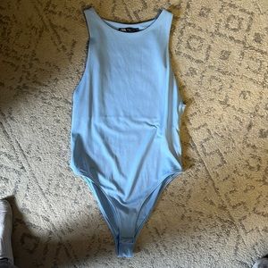 medium light blue zara bodysuit